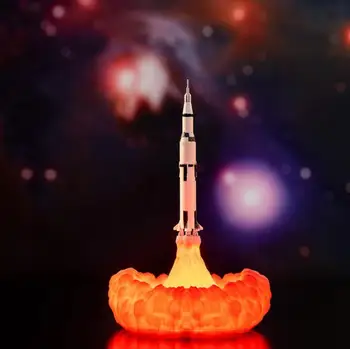 

Dropshipping 3D Night Light New Space Shuttle Lamp and Moon lamps In Night Light By 3D Print For Space Lovers Rocket Lamp