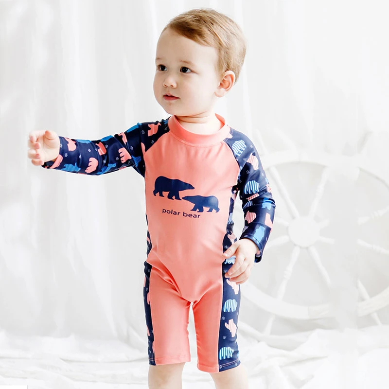 От 1 до 8 лет Детские Цельный купальный костюм с рисунком медведя Детская Пижама