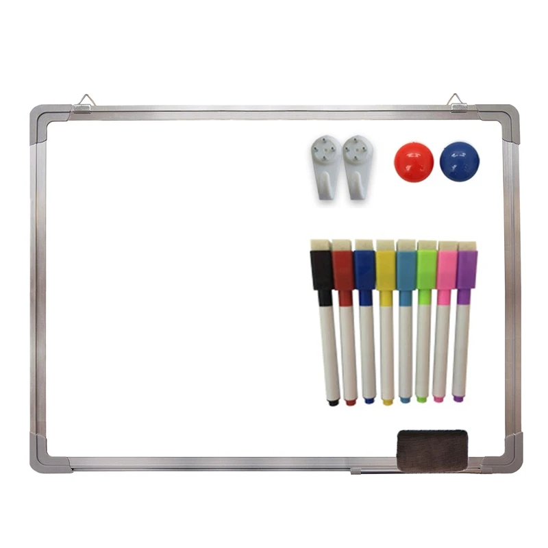 

Magnetic Whiteboard Writing Board Double Side with Pen Erase Magnets Buttons for Office School 30x40cm