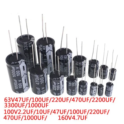 63V/100V in-line aluminum electrolytic capacitor 2.2/10/47/100/220/470/1000/2200/3300UF | Обустройство дома