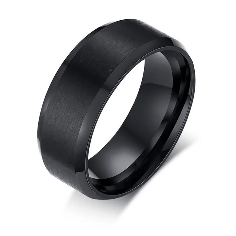 Титановые кольца для мужчин и женщин - Цвет основного камня: Black