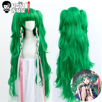 

HSIU Fire Emblem Three Houses Cosplay Sothis Cosplay wig Girls' Special green double ponytail long Curls hair