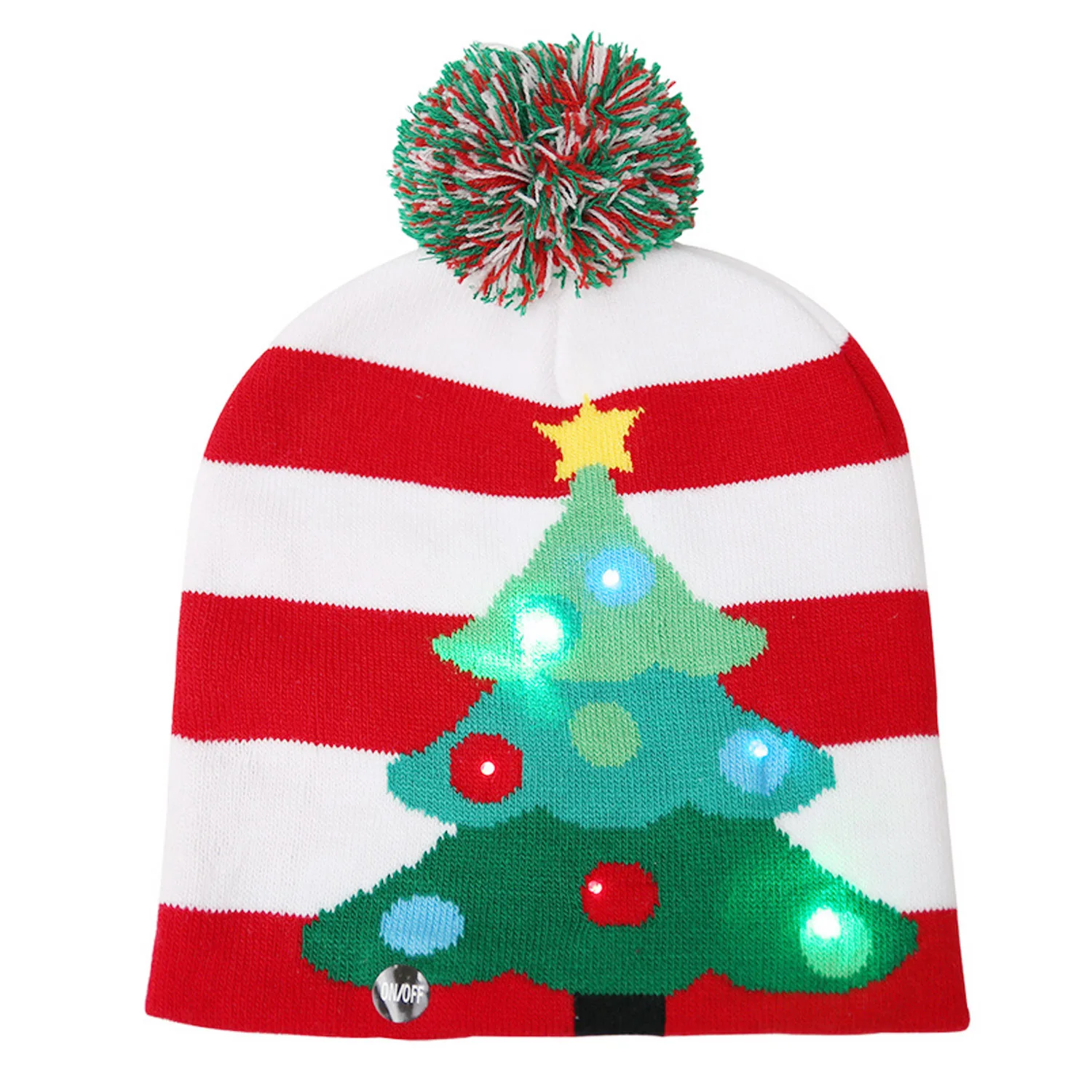 Unisex Fashion Winter Warm Christmas LED Knitted Cap Hat Scarf Headdress Neckerchief Set for Children Adults Winter Hats Scarfs