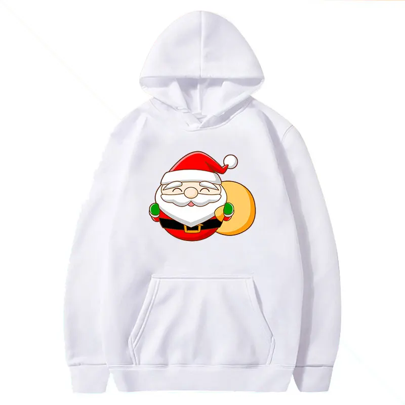 

Santa Claus Print Christmas Hoodies Women Graphic Autumn Winter Kawaii Hooded Sweatshirt Pocket Harajuku Long Sleeve Pullovers
