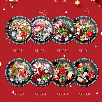 

Christmas Nail Art Rhinestones Santa Claus Snowflake Gift Alloy Rivet Pearl Mixed Nail Art Diamond
