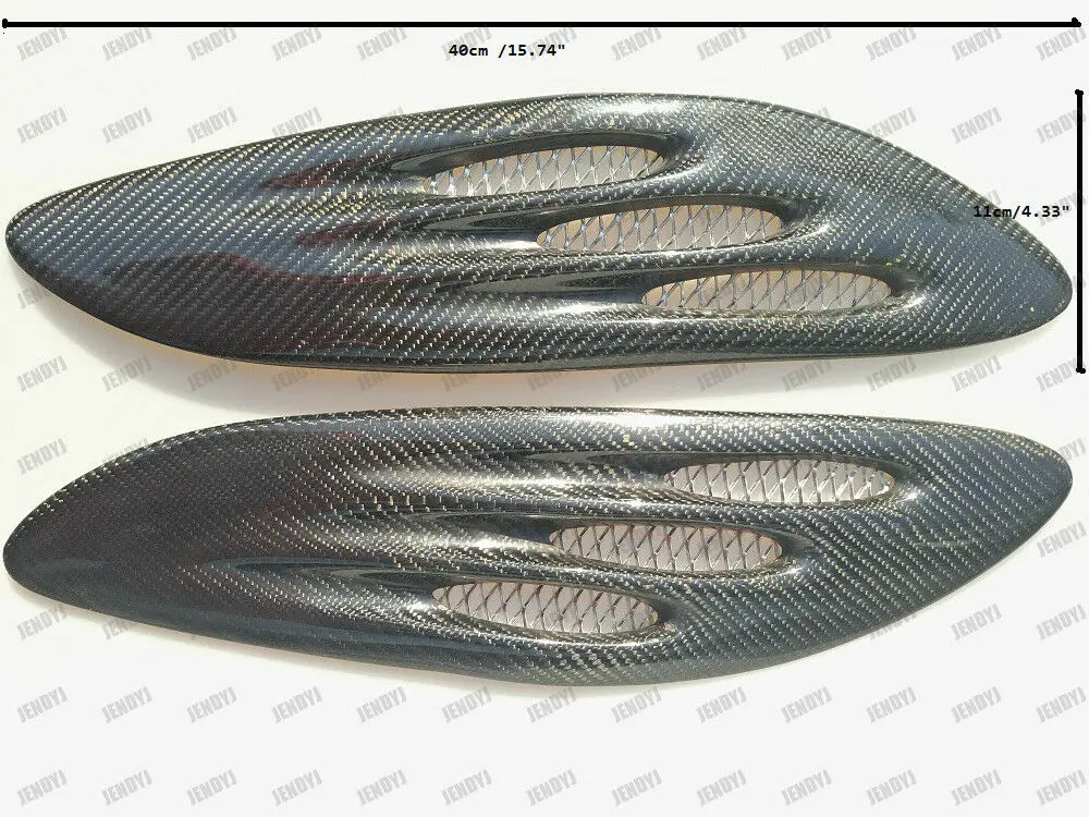 Pair of 40CM*11CM Universal Carbon Fiber Fender Hood Bonnet Scoops Vents Type 09