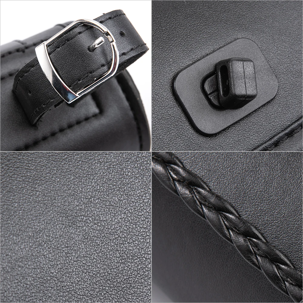 Universal Black Motorcycle Tool Bag Front Fork Handlebar Saddlebag Roll Barrel Racing Tail Barrel Storage