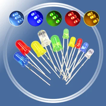 

5Colors*20PCS=100PCS / 1Color=100pcs F3 F5 3MM 5MM LED Diode Light Assorted Kit Green Blue White Yellow Red COMPONENT DIY kit