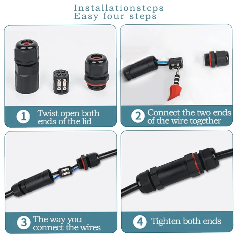 IP68 Waterproof Connector 2 Pin 3 Pin 4 Pin 5 Pin Electrical Terminal Adapter Wire Connector Screw Pin connector LED Light pin
