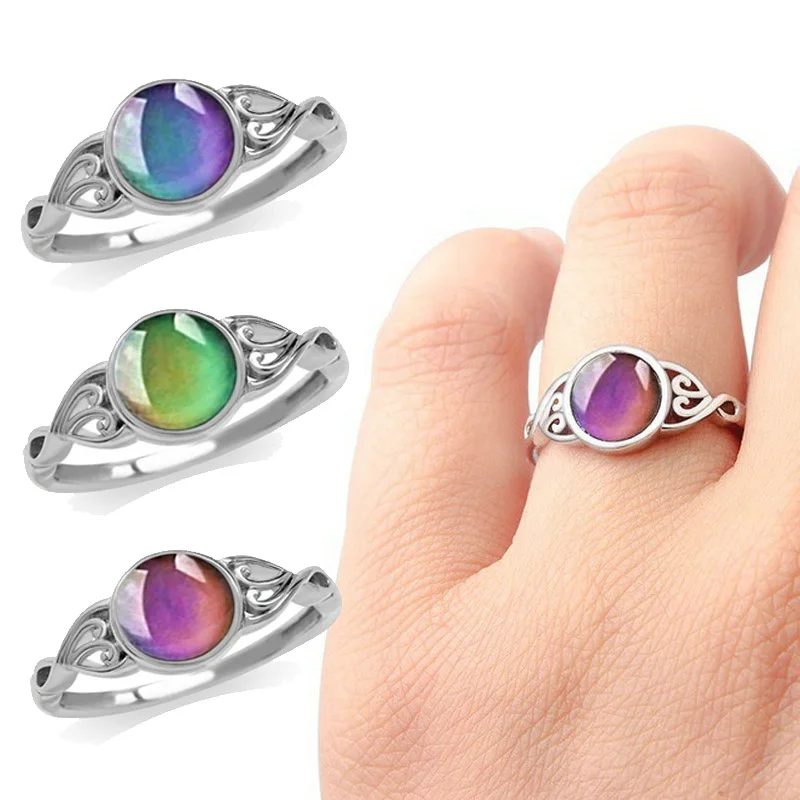 

Vintage Retro Color Change Mood Ring Oval Emotion Feeling Changeable Ring Temperature Control Color Rings for Women Men Couple