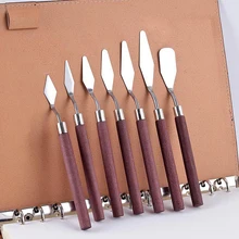 

7Pcs Painting Knives Stainless Steel Spatula Palette Knife with Wooden Handle Mixing Scraper for Oil Painting Gouache Supplies