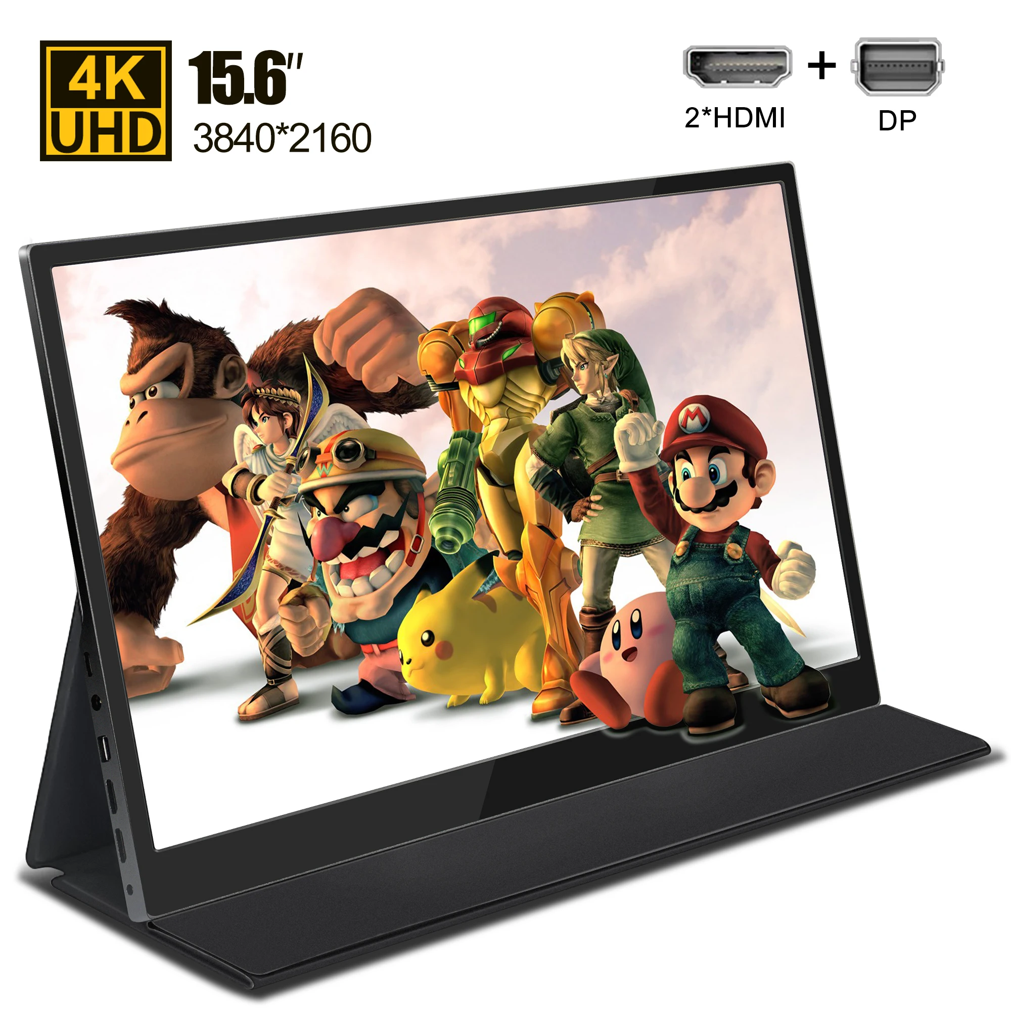 

15.6" 4K 3840*2160 Portable monitor UDH HDR 2 mini HDMI + DP for Ps4 gaming laptop monitor PC computer display screen LCD + case