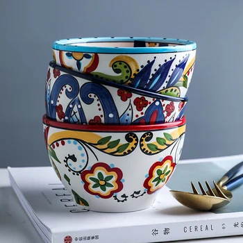 

Nordic Art Color Ceramic Rice Bowl Modern Minimalist Home Shaped Fruit Salad Soup Noodle Breakfast Cereal Bowl Kitchen Tableware