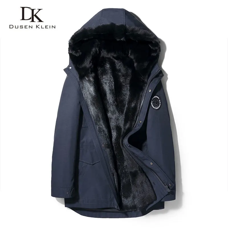 Мужское теплое зимнее пальто Толстая куртка с подкладкой из меха волка Длинная