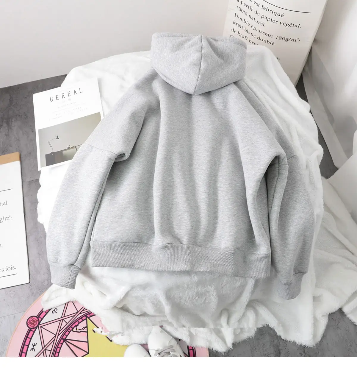 Lazy Plush and Thick Zip-up Autumn And Winter Fashion Women Sweatshirt  hoodie coat  Korean Soild Color Long Sleeve Female