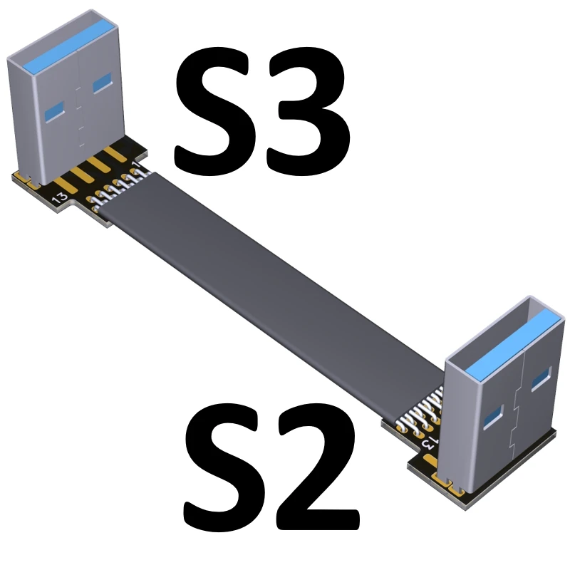 S2-S3 USB 3,0 кабель USB к USB кабель Тип A папа-папа USB удлинитель угловой Супер Скоростной HDD для радиатора жесткий диск Webcom PC - Цвет: S2-S3