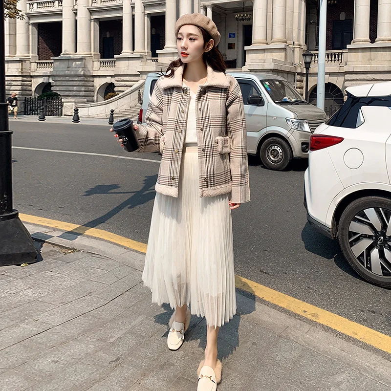 

Lambs Wool Coat Women's Winter 2019 New Style INS Hong Kong Style plus Velvet Short Cotton Coat Korean-style Loose-Fit Students