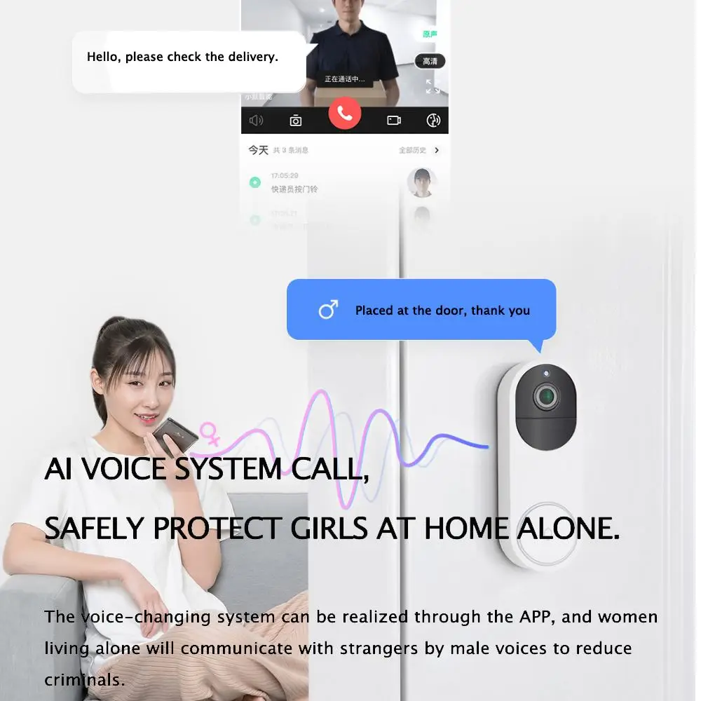HD 1080P Smart AI распознавание лица видео дверной звонок ИК ночного видения wifi видео дверной звонок SMS Push домофон с управлением через приложение Mijia
