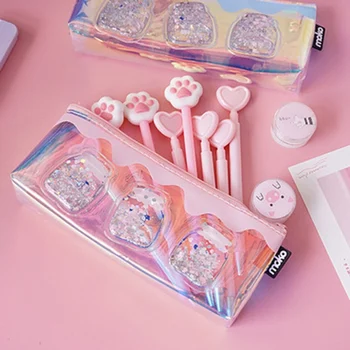 

Cute Laser Milk bottle Pencil Case Iridescent Laser Cute Transparent Pattern School Supplies Stationery Christmas Gift