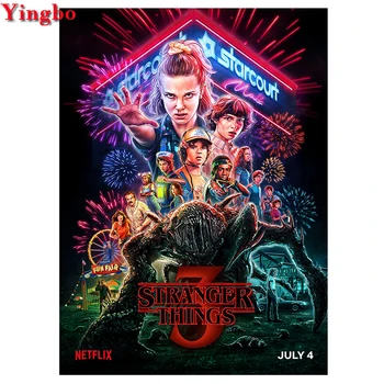 

Diy 5d diamond painting Stranger Things Poster Season 3 Diamond embroidery diamond mosaic full round picture of rhinestones