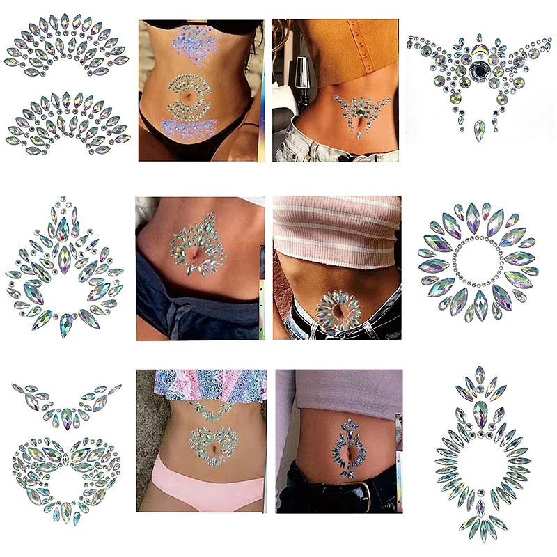 FestivalPartySelfAdhesiveBellyButtonJewelleryGemsDecrations
