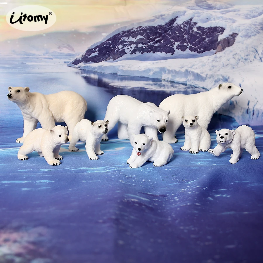 

Realistic Plastic Sea Life Polar Bears Toys Animal Model Educational Figurine Cake Toppers Christmas Birthday Gift for Kids