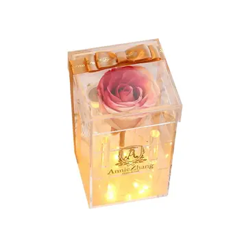 

Red Silk Rose That Lasts Forever in a Glass Dome for Valentine's Day Wedding 67JB