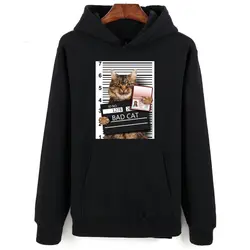 Новое поступление Bad cat толстовки для мужчин/женщин толстовка забавная кошка Повседневная с капюшоном женские толстовки Kawaii модная одежда
