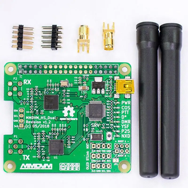 

MMDVM_HS_Dual_Hat Duplex MMDVM Hotspot P25 DMR YSF NXDN Pi Revision 1.3 + OLED