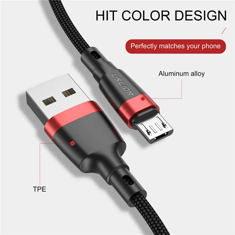 USLION 1 м 2 м кабель Micro USB 3A быстрое зарядное устройство для Xiaomi Redmi 4x Note 5a быстрое зарядное устройство кабель для передачи данных Microusb для samsung S7 Edge J7
