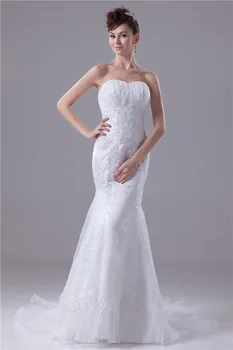 

2020 Arabian Bridal Dresses Appliques Long Train Mermaid robe de mairee Custom Sheer Neckline Wedding Gown Beige Wedding Gowns