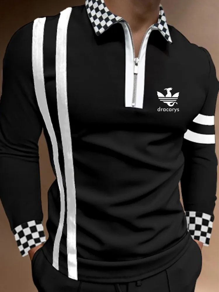 2022 New spring and autumn brand logo Men's Polo Shirt Brand long sleeveTees Man High Street Print Clothes Plus Size S-3XL | Мужская