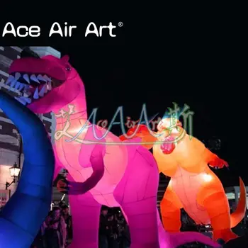 Online Giant Advertising Animal Lighting Inflatable Tyrannosaurus Rex Dinosaur With Air Blower For Event