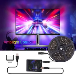 DC 5V USB WS2812B LED Strip 5050 Deam Color LED Light DIY Ambient Controller Box for Computer PC Screen Backlight