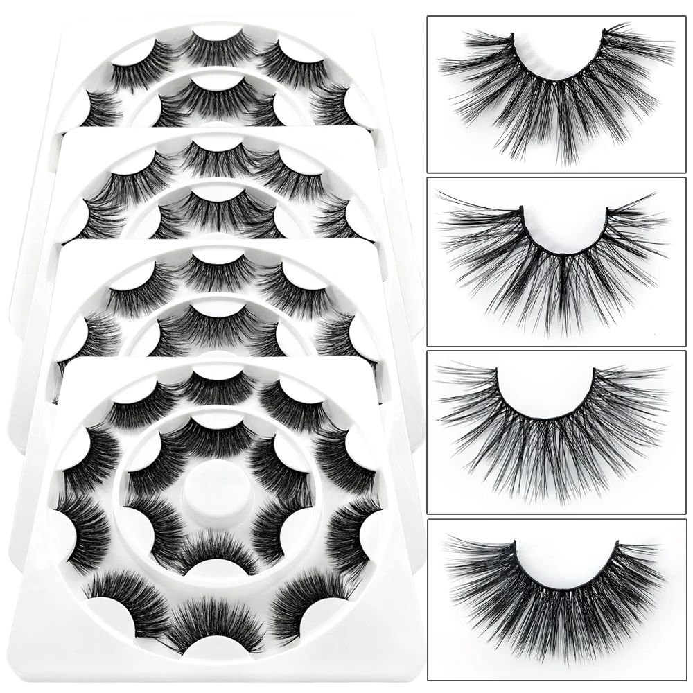 

3D Mink Lashes in bulk,CLOTHOBEAUTY Makeup Eyelashes Extension 7/8 Pairs Dramatic Natural False Eyelashes faux mink Fake Lashes