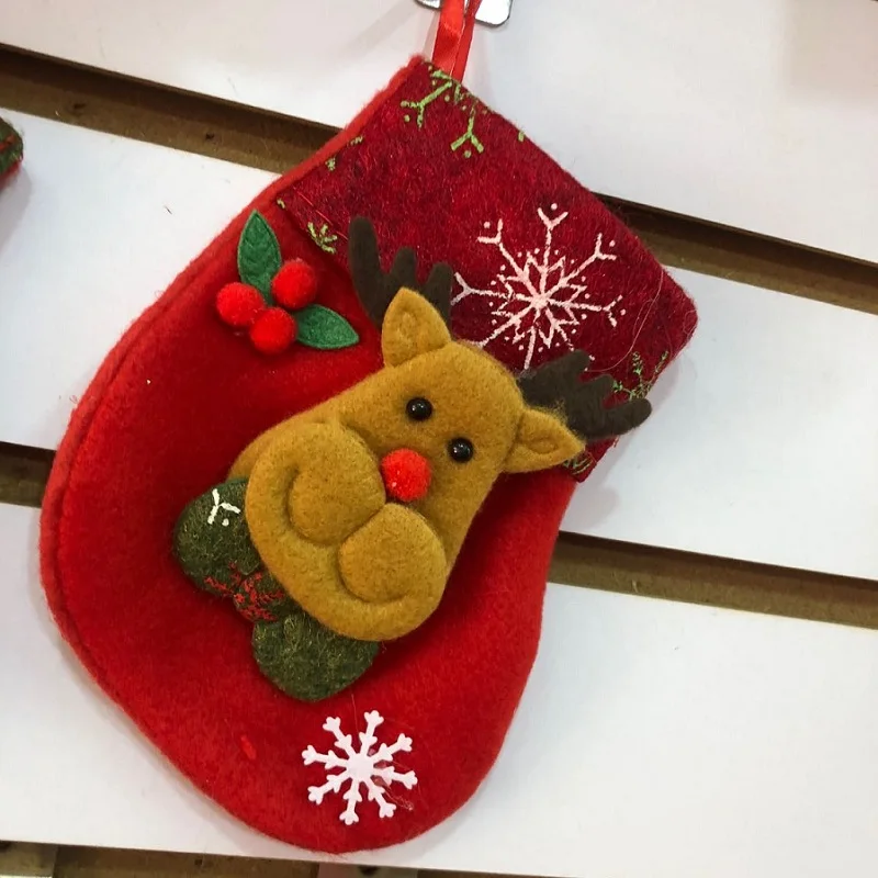 1 шт., рождественские украшения, маленькие чулки, носки Санта-Клауса, подарочные сумки, мешок для конфет Рождество, дерево, Декор, рождественские navidad, товары для декора - Цвет: R11