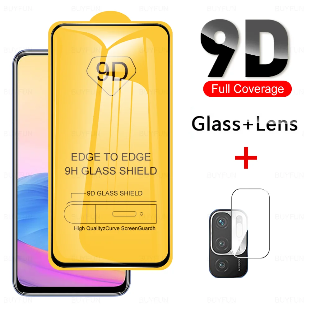 9D 2 in 1 Tempered Glass For Xiaomi Redmi Note 10 10S Pro Max 5G 4G Camera Protective Screen Protector Full Coverage Film | Мобильные