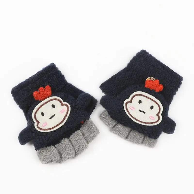 Детские перчатки для маленьких мальчиков и девочек; Простые перчатки с рисунком на половину пальца