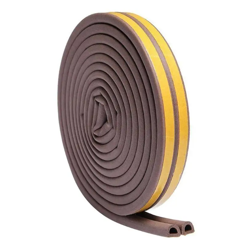 Brown 9mmX6mmX5m D Прочный силиконовый герметик D E тип силиконовая пена-герметик полоса самоклеящаяся Звукоизолирующая наклейка Аксессуары для дверей и окон - Цвет: Brown 9mmX6mmX5m D