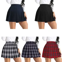 TiaoBug/Женская японская форма, косплей, корейский Школьный костюм для девочек, высокая посадка, трапециевидная однотонная/клетчатая плиссированная мини-юбка
