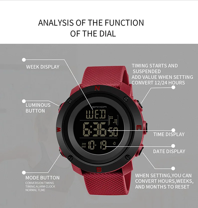 Reloj Hombre, светодиодный, цифровые, женские часы, Роскошные, аналоговые, цифровые, для улицы, военные, спортивные, светодиодный, водонепроницаемые, спортивные часы, Reloj Mujer