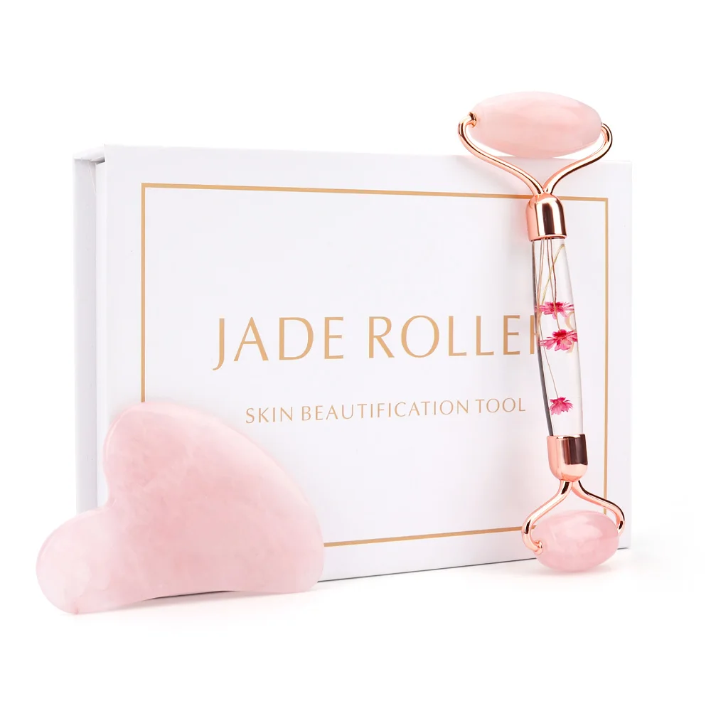 

Sakura Jade Roller Set Face Natural Jade Double Head Full Body Massage Roller Tool Face Lifting Slimming Wrinkle Beauty Tools