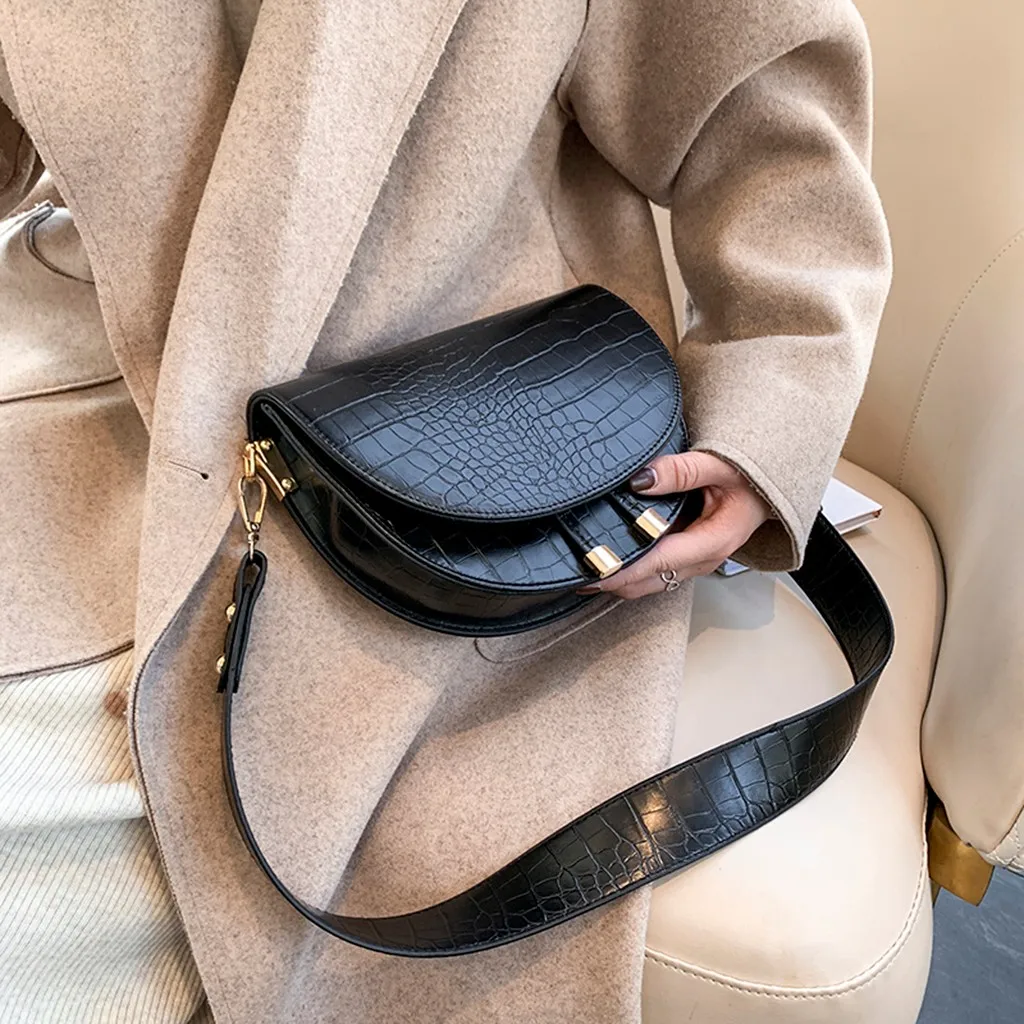 Ретро серпантин сумки через плечо кожаный лоскут клатч кошелек полукруг Повседневная сумка для телефона сумки на плечо Bolsa Feminina De Couro# FX