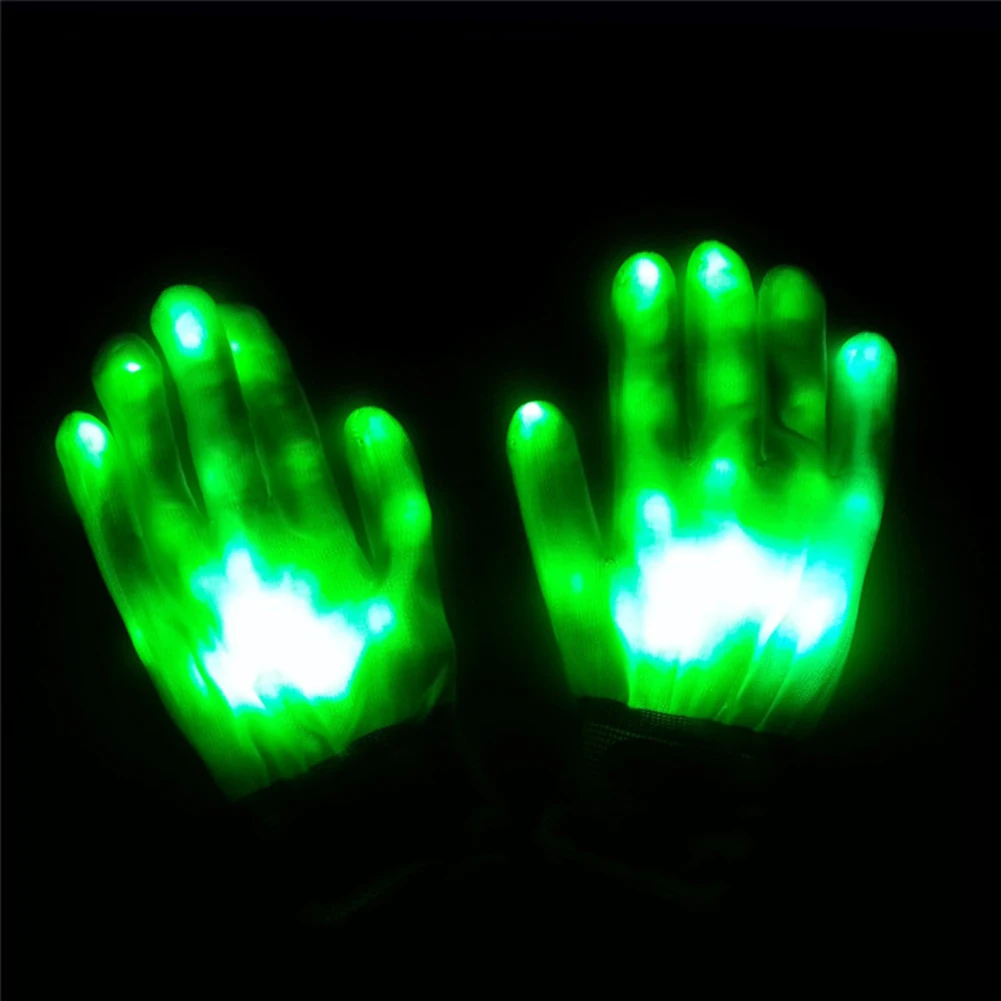Горячая 1 пара светодиодный светильник перчатки для рук на палец Хэллоуин Рождественский Костюм танцевальный Декор