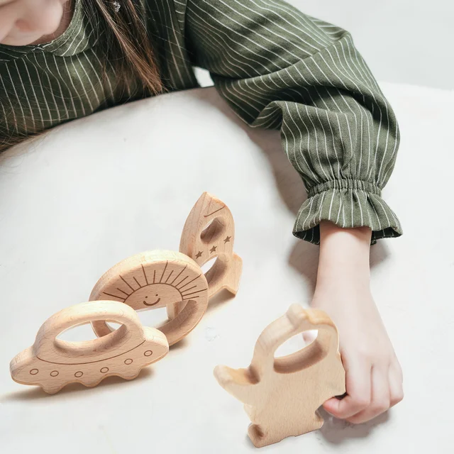 Space Series Wooden Building Block Toys for Children Montessori Baby Toy Stacking Blocks Baby Teether for Teeth Small Wood Gift 6