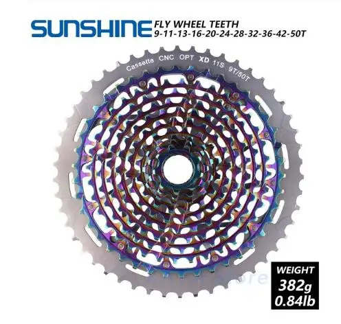 11S 9-50T Rainbow SUNSHINE MTB горный велосипед Freewheel 11S 12 Скоростей 9-50T XD Ультралегкая кассета 375 г ULT маховик Радуга для SRAM XD k7 - Цвет: 11S 9-50T Rainbow