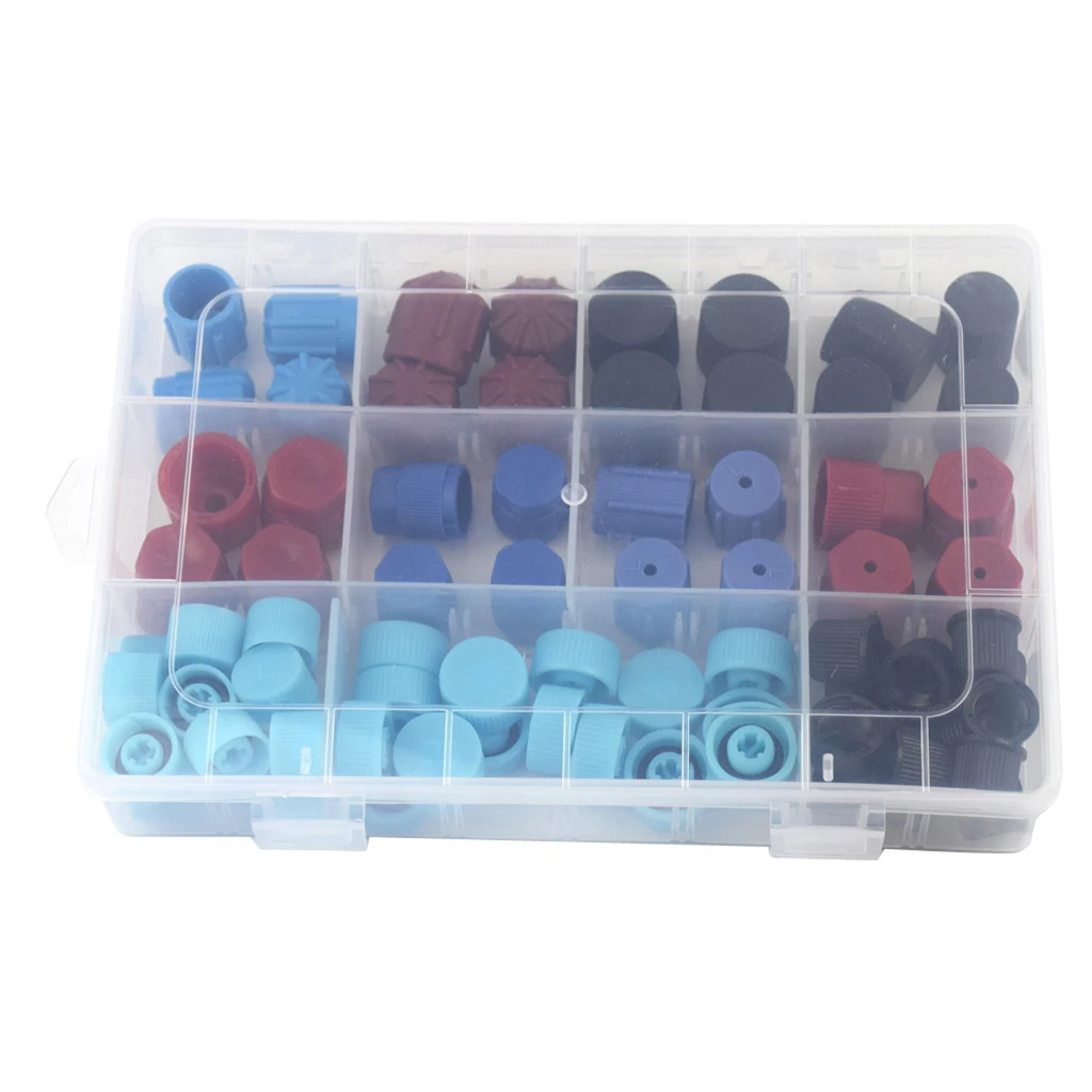 Car Auto R134a 77x AC A/C System Valve Core Dust Caps Set Air Seal