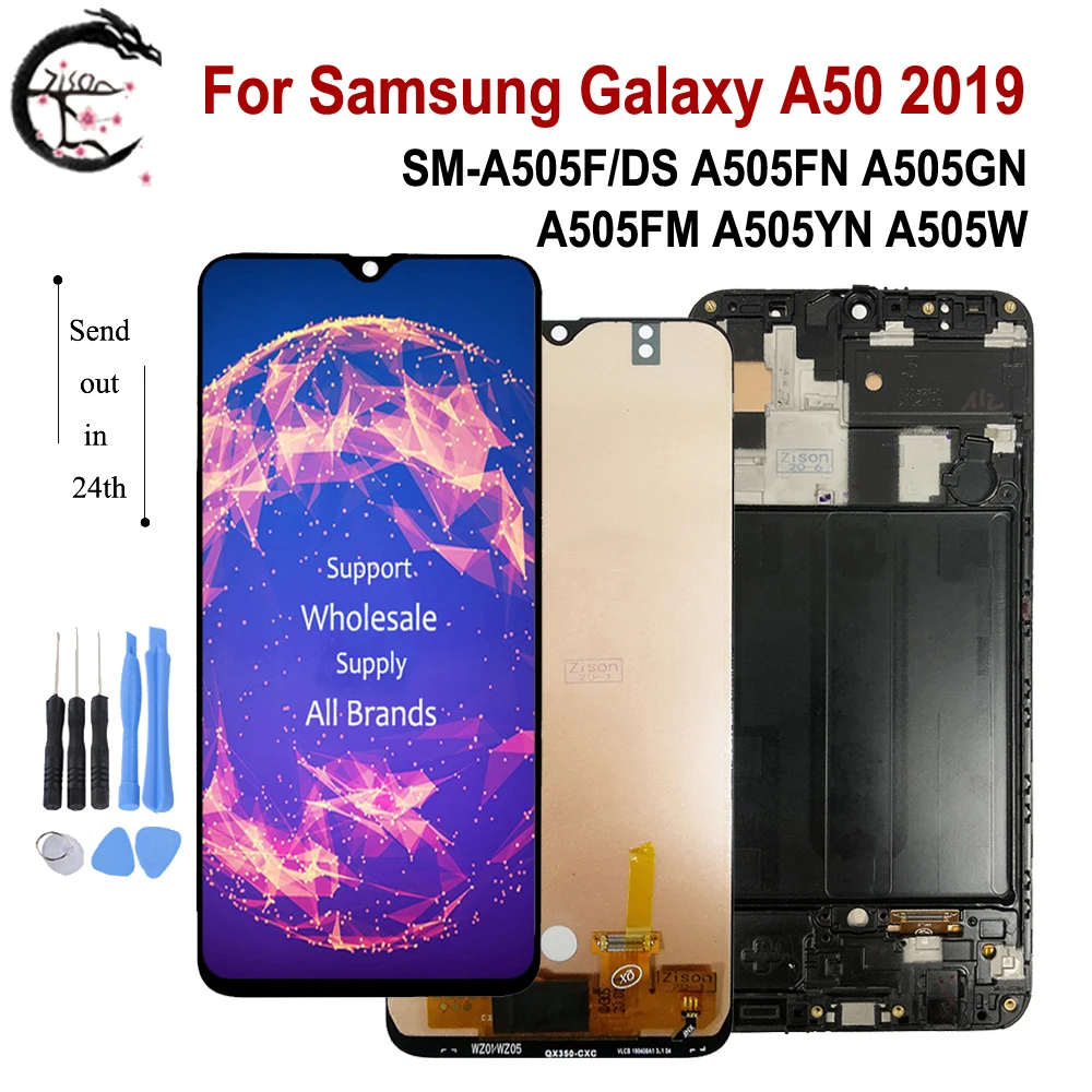 ЖК дисплей AMOLED для Samsung Galaxy A50 2019 A505 с сенсорным экраном и дигитайзером в сборе SM