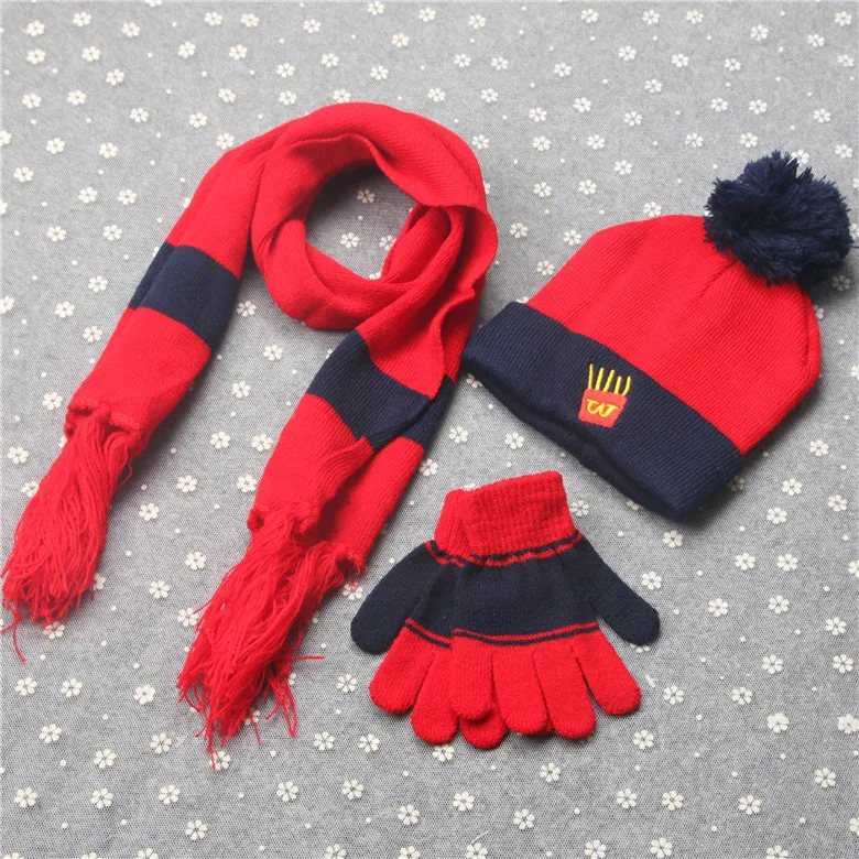Maylisacc/осенне-зимняя шапка для мальчиков и девочек, шарф, перчатки, комплект с героями мультфильмов, модные теплые зимние комплекты из 3