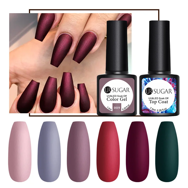 

UR SUGAR 7.5ml Matte Color UV Gel Nail Polish Pure Nail Matte Top Coat Soak Off Nail Art Gel Varnish Lacquer Manicure Base DIY